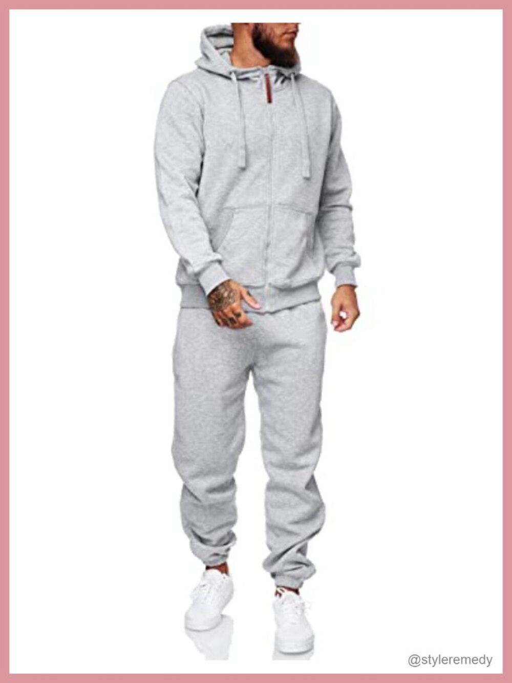 Men's 2 Piece Tracksuit Set Zip Hoodie Joggers Polyester Gym Jogging Suit